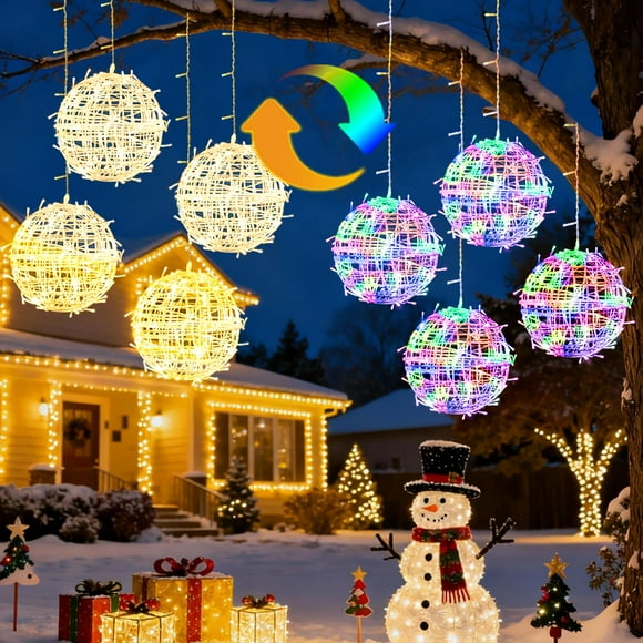 Bolas de Luces Navideñas Fairdeer Paquete de 8 para Exterior con Control Remoto