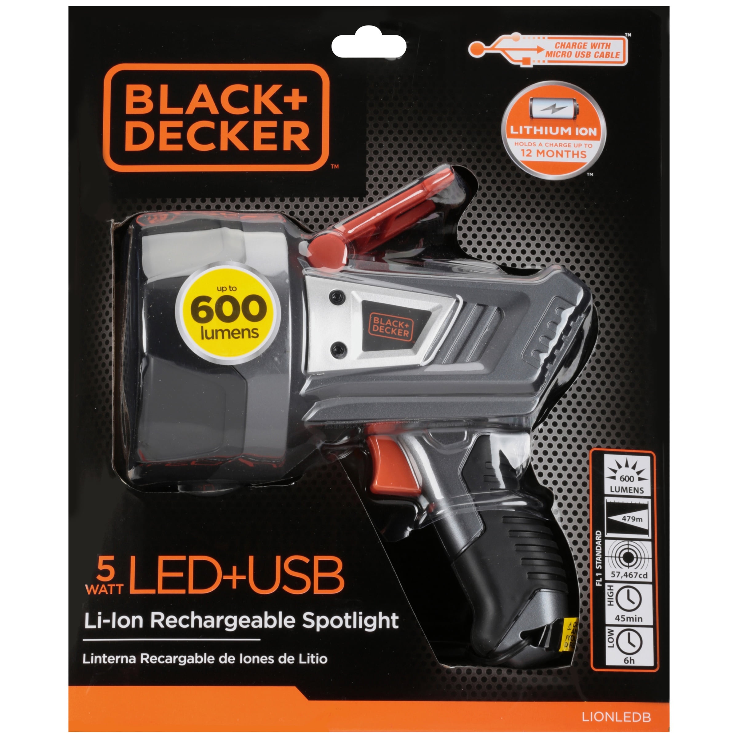 BLACK & DECKER VEC158BD V3 Rechargeable Spotlight - BGLVEC158BD
