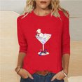 thumbnail image 2 of Haivin Womens Plus Size Tops Merry Christmas Shirts for Women 3/4 Sleeve Funny Print Tops Holiday Party Tee Crew Neck Casual Cotton T-Shirts Xmas Gifts, 2 of 4