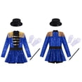 thumbnail image 3 of iiniim Girls Circus Ringmaster Jumpsuit Shiny Sequins Performance Leotard Dress Magician Outfits Blue 10, 3 of 7