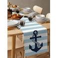 thumbnail image 6 of nqOlkjepod Aqua Stripe Nautical Table Runner 48 Inches Long Farmhouse Dress Scarves, Navy Blue Anchor Summer Coastal Dining Tablerunner for Coffee Table/Kitchen Island/Party Décor, 13" x 48", 6 of 8