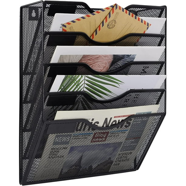 5 Tier Wall File Holder Hanging Mail Organizer Metal Wall Mount