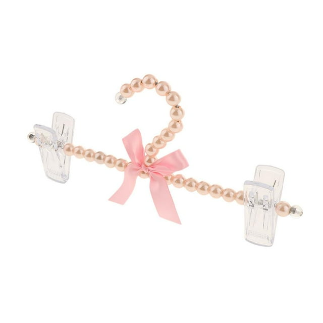 GUOOL Plastic Clothes Hanger Household Wardrobe Pant Rack with 2 Clips Girls Gifts - Pink