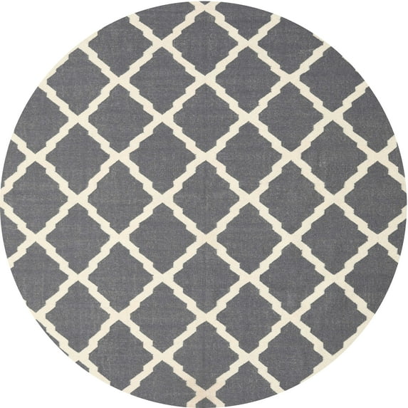 Ahgly Company Machine Washable Indoor Round Contemporary Grey Gray Area Rugs, 4' Round