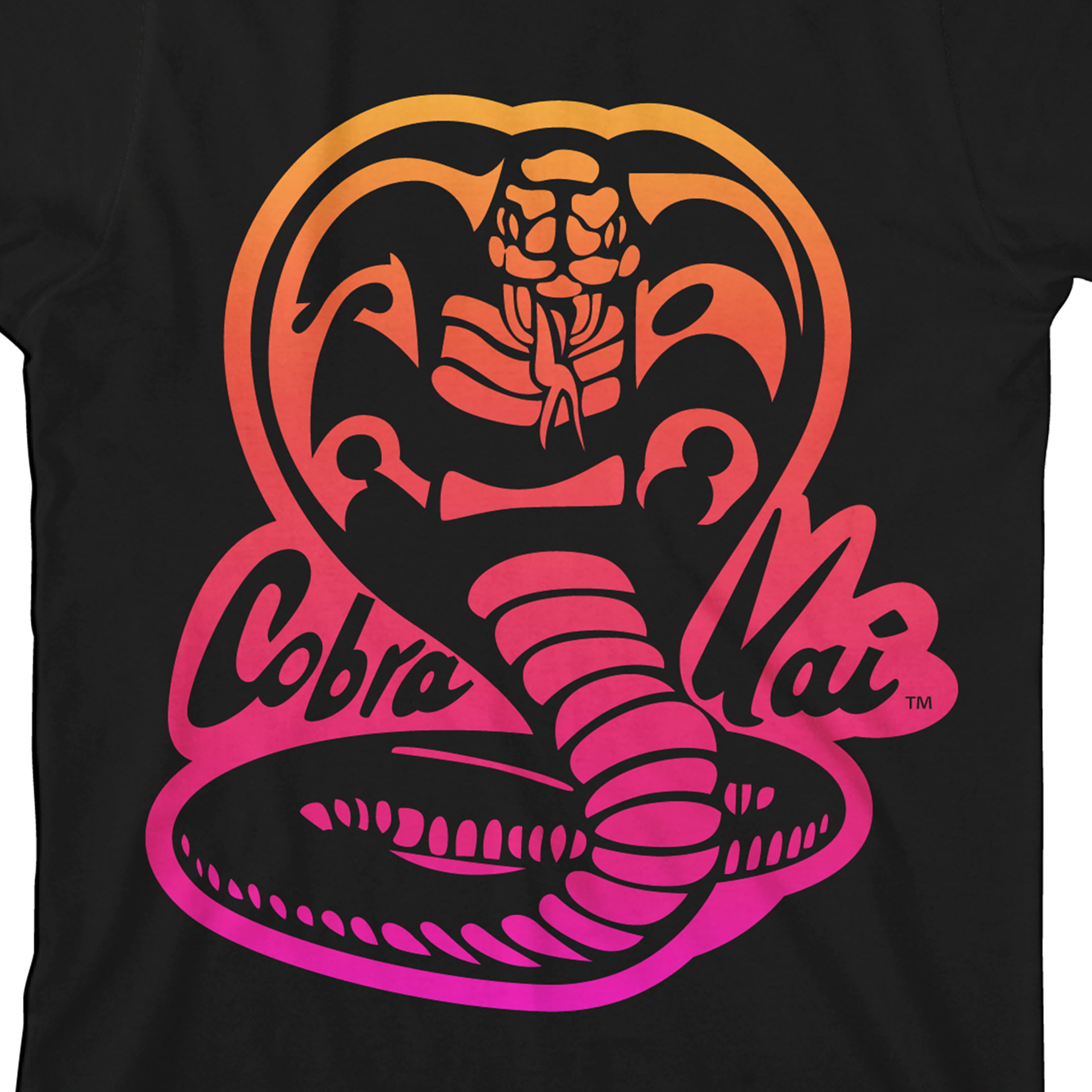 Cobra Kai Neon Logo Boy's Black T-Shirt-Medium