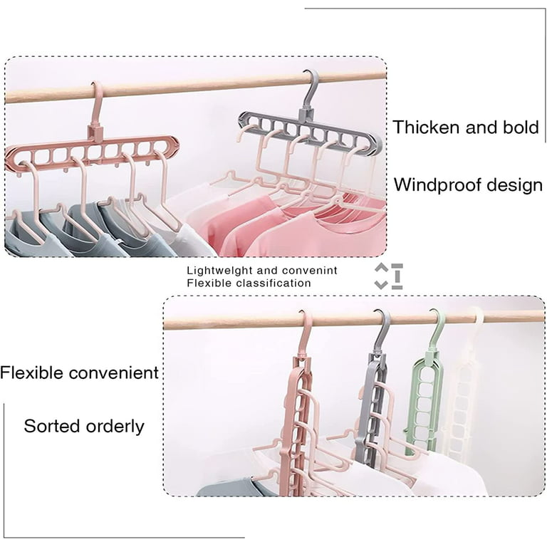 Multifunctional Clothes Hanger, Triangle 9 Holes Closet Storage