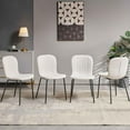 thumbnail image 4 of NORDICANA 4-Piece Tufted Boucl Dining Chair Solid Upholstered Back Side Chair with Steel Legs, Beige, 4 of 8