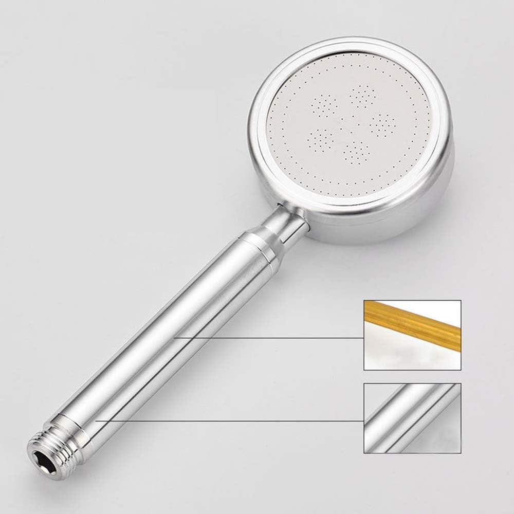 Handheld Shower Head Space Aluminum Pressurized Boost Spray Round Rain Shower Nozzle Bath Showerhead,Black