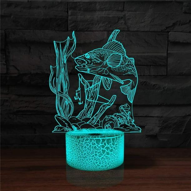 FYBTO 3D Fishing Lamp Illusion Night Light LED Fish Desk Table