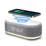 4 in 1 Multi-Function Alarm Clock Display Wireless Charging for Smartphones Bedside Light (Black)