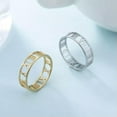 thumbnail image 4 of Roman Numerals Hollow Out Stainless Steel Statement Band Ring Fashion Jewelry, 4 of 9