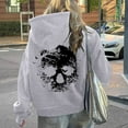 thumbnail image 2 of Bibifish Womens Full Hooded Hoodies With Graphic Print Back Print Casual Hoodies With Pocket Relaxed Fit Outdoor Edgy Street Style Pullover, 2 of 6