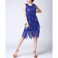 thumbnail image 6 of Sparkle Retro Fringe Sequin Vintage Dance Performance Event Outfit Dress Blue, 6 of 8