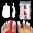 thumbnail image 1 of NOVO OVO Puntas de uñas postizas para dedos de los pies, extensión de gel suave para uñas de los pies, color blanco puro, largo, cónico, cuadrado, preaplicado, imprimación y capa base, completa, uña, 1 of 5