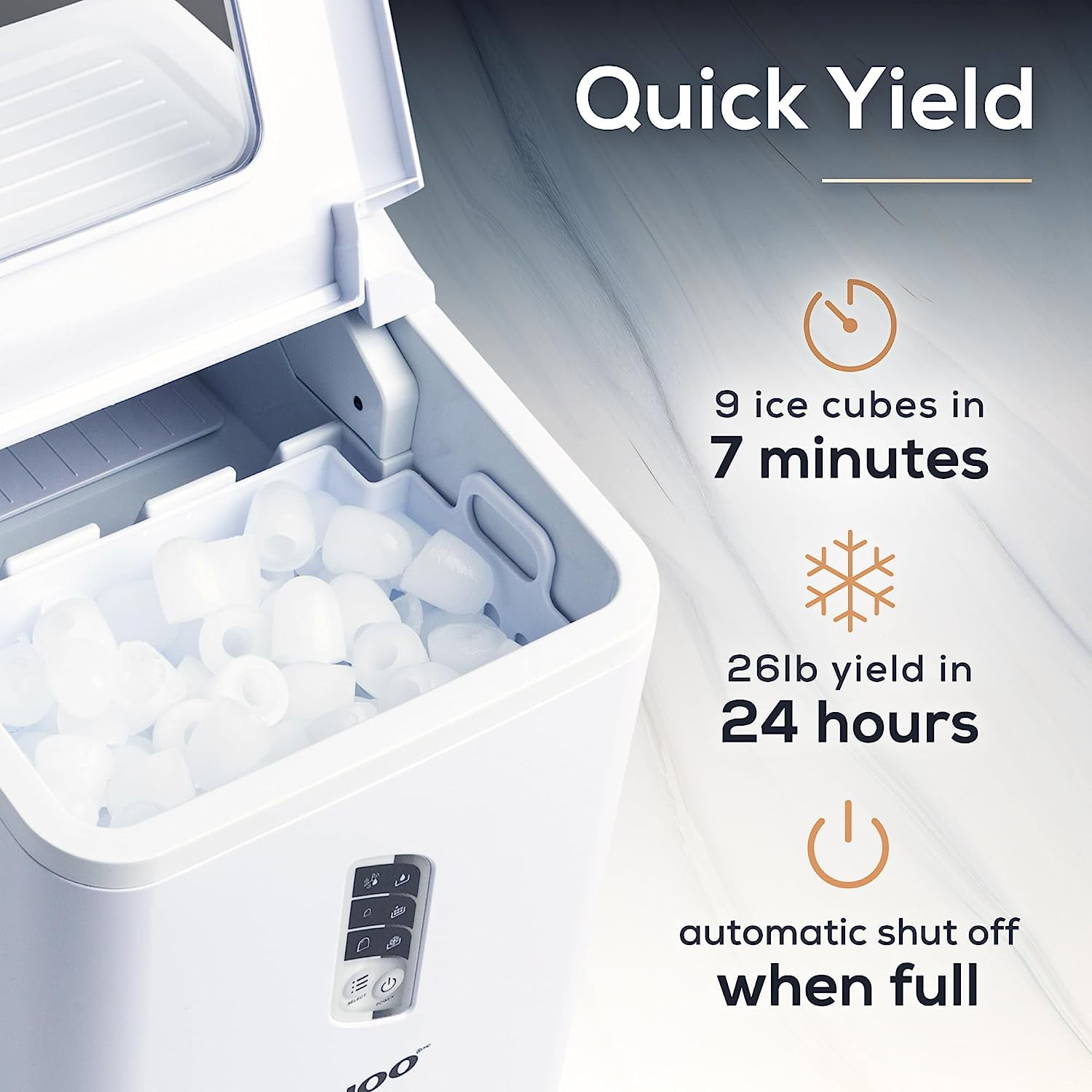  Igloo Automatic Ice Maker, Self- Cleaning, Countertop Size, 26  Pounds in 24 Hours,9 Large or Small Cubes in 7 Minutes,LED Control Panel,  Scoop Included, for Water Bottles,Mixed Drinks,Black : Appliances