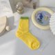 thumbnail image 1 of Zhuge 3 pares de calcetines finos de algodón para mujer, calcetines de algodón suave para mujer por encima del tobillo (amarillo), 1 of 2