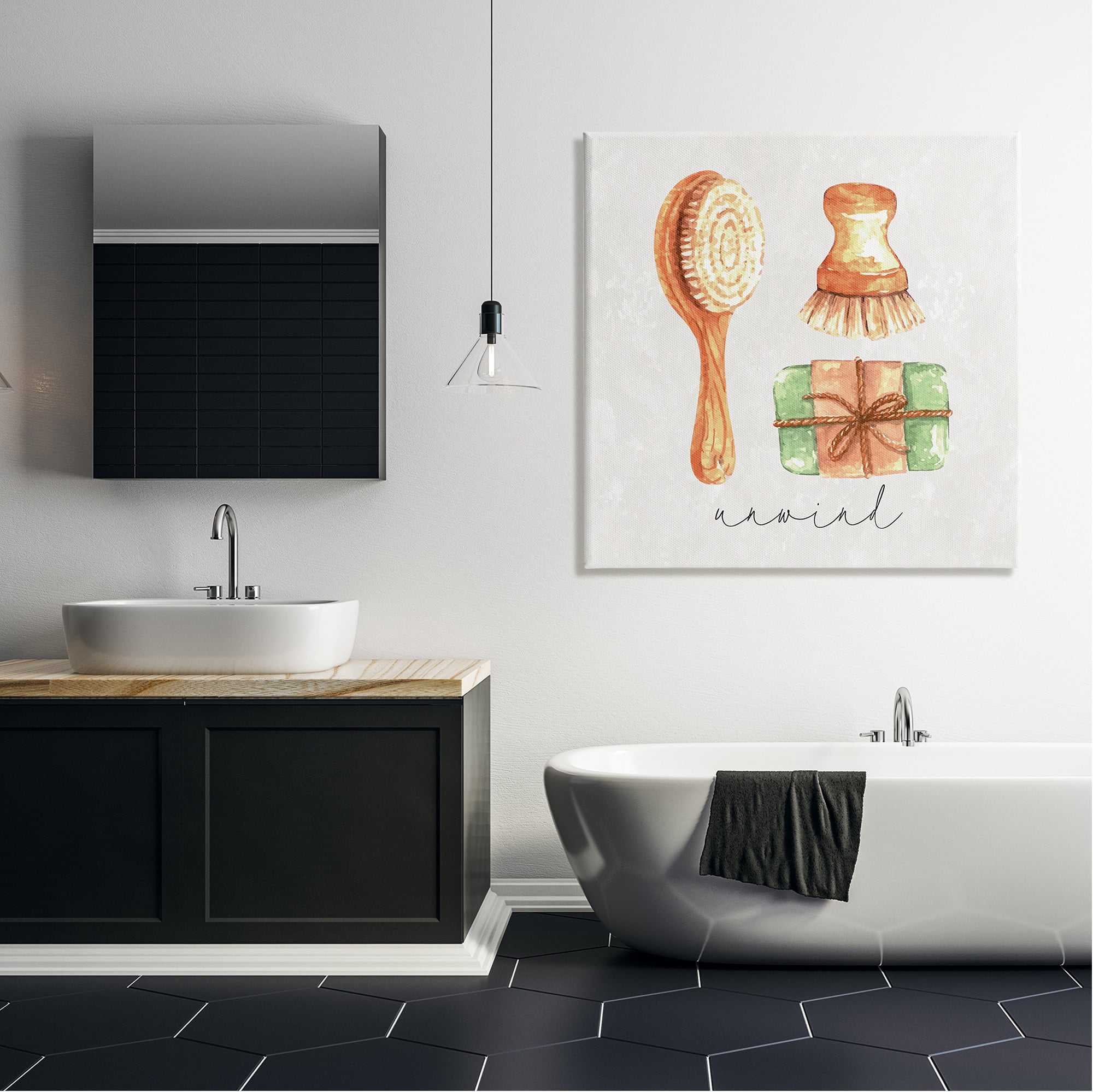 Stupell Industries Unwind Phrase Bath Spa Graphic Art Gallery Wrapped Canvas Print Wall Art, Design by ND Art