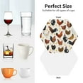 thumbnail image 6 of Honeii Roosters and Chickens print Leather Coaster Set of 4, ideal for safeguarding your furniture from drinks spills and effortless cleanup-Hexagon, 6 of 6