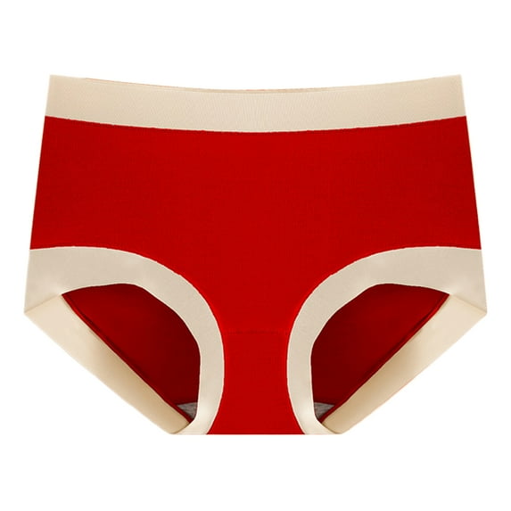huanledash Women Underpants Contrast Color Cotton Anti-pilling Tear Resistant Quick Dry Soft High Elasticity Band Seamless Anti-septic Women Briefs for Daily Wear