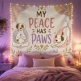 thumbnail image 2 of Two White Dogs with Brown Ears in Yoga Poses Against Pastel Backgrounds, Playful Illustration for Pet Lovers, Pet Themed Artwork Birthday Gift, Tapestry Wall Hanging for Bedroom and Living Room, 2 of 7