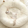 thumbnail image 2 of 40-100cm Round Cat Bed Pet Bed Kennel Non-Slip Winter Warm Dog Kennel Sleeping Long Plush Soft Puppy Cushion Mat Cat Supplies (Blue,40x40cm), 2 of 7