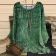thumbnail image 2 of IROINNID Clearance Womens Plus Size Tops Round-Neck Long Sleeve Print Lounge T-shirt Blouse,Green, 2 of 6