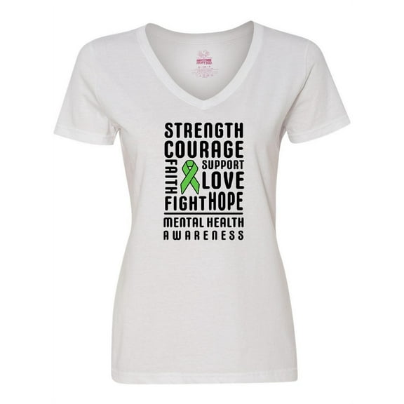 Inktastic Mental Health Awareness Strength Support Love Women's V-Neck T-Shirt