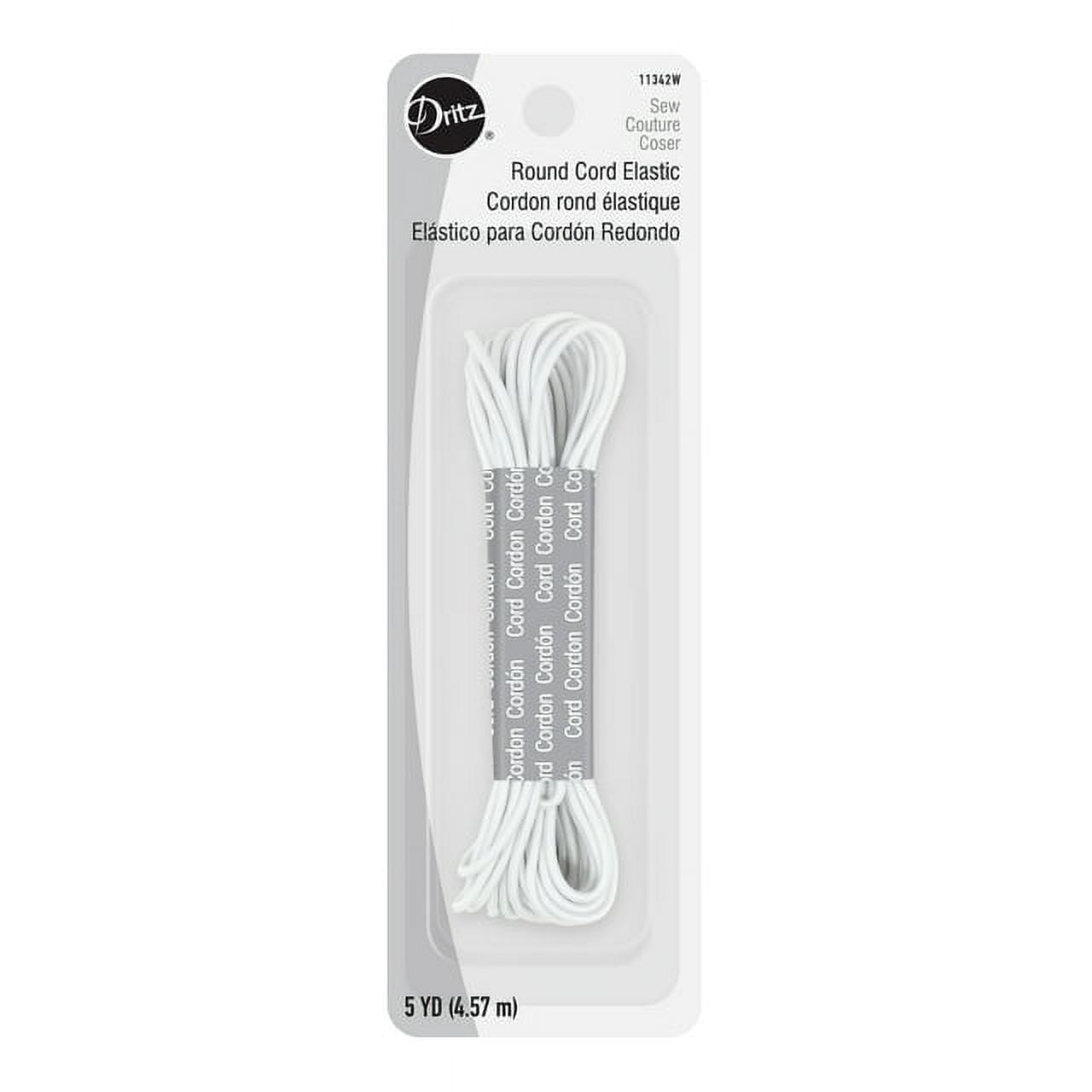(8 pack) Hello Hobby Brand Round Cord Elastic, White, 2 Yards, For Sewing & Craft Projects