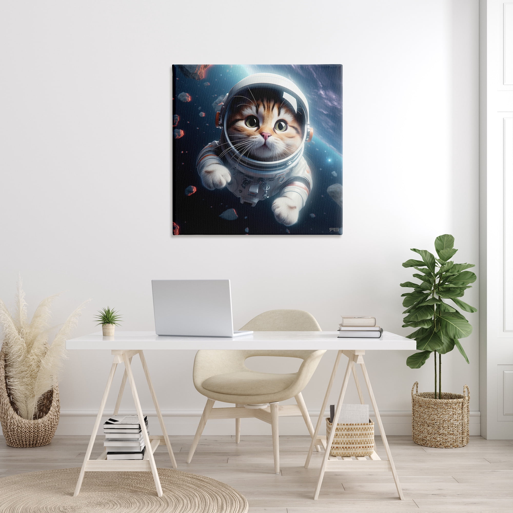 Stupell Industries Astronaut Cat in Space Animals & Insects Painting Gallery Wrapped Canvas Art Print Wall Art, 36 x 36