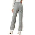 thumbnail image 3 of Pantalones largos rectos de cintura elástica con botones y cremallera de cuadros para mujer INSPIRE CHIC XL negro y gris, 3 of 6
