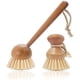 thumbnail image 1 of Paquete de 2 cepillos para platos, cepillo limpiador con mango largo de madera, buen agarre, cepillos para lavar platos de cocina, para ollas, platos, verduras, frutas, limpieza Adepaton WRLF-147, 1 of 7