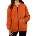 thumbnail image 1 of Pocket Long Sleeve Hooded Threaded Sweater Ladies Zipper Top, 1 of 4