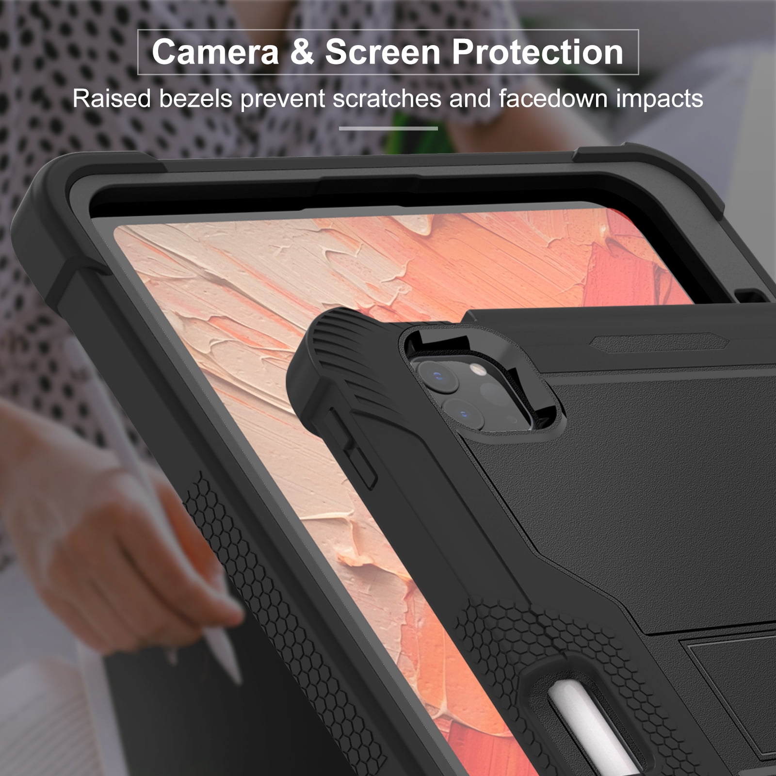 Casetego for iPad Pro 11 Inch 2024 Case,M4 (5th Generation) with Pencil Holder,Smart iPad Case [Support Pencil Pro and Pencil (USB-C)],with Kickstand Case,Black