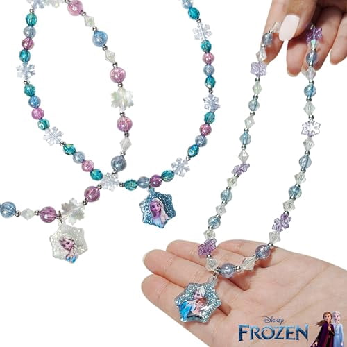 LUV HER Frozen Girls Jewelry Set - Dress up 9 Piece Toy Jewelry Box Set with Bead Necklace, Bracelet and Ring - Play Accessories - Ages 3+