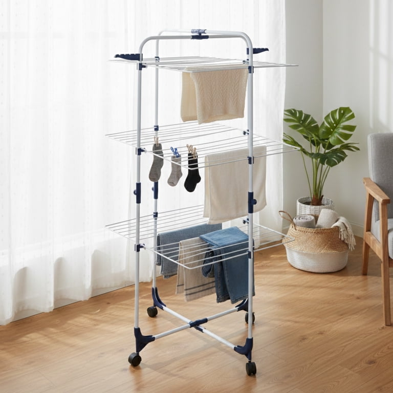Lavish Home 3-Tier Collapsible Clothes Drying Rack with Shelves