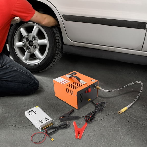 PCP Air Compressor, 4500PSI 30Mpa High Pressure Air Pump for PCP Air Rifles, 110V AC/12V DC Portable Airgun Compressor with Transformer, Oil-Free & Water-Free Design