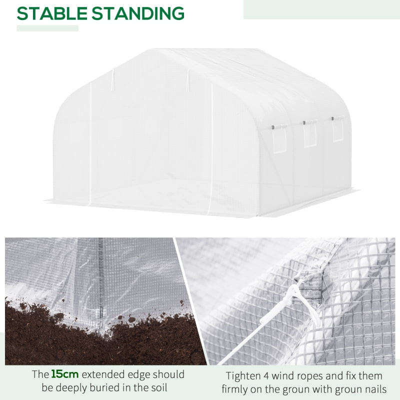 Alvantor White 11.5x10x6.5 ft Walk-in Greenhouse with Roll-up Windows, PE Cover & Heavy Duty Steel Frame