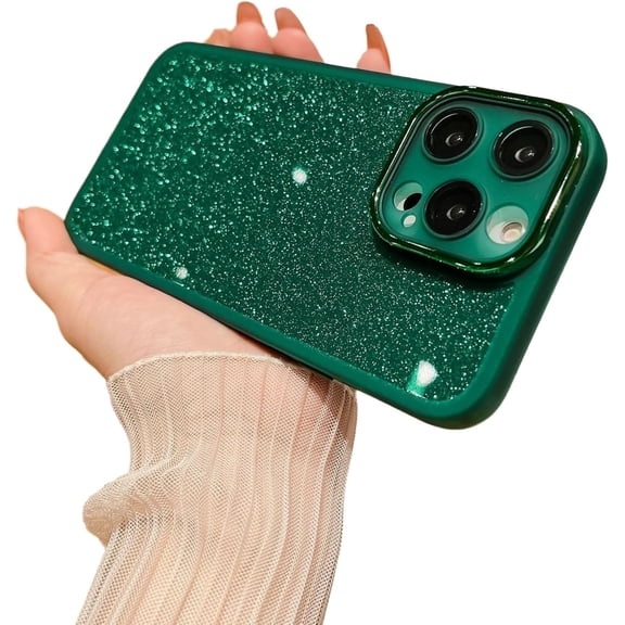 Shockproof Bling Glitter Sparkly Phone Case for iPhone (Green,iPhone 14)