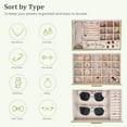 thumbnail image 3 of Jewelry Organizer Box, Jewellery Boxes for Women, 3-Tier Jewelry Storage Organizer for Earring, Ring, Necklace, Bracelets (Avocado Green), 3 of 6