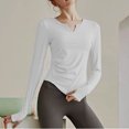 thumbnail image 3 of Camisetas de manga larga para mujer, para entrenamiento, ajustadas, elegantes, con temperamento, para tiempo libre, sencillas, lisas, para otoño, combinables, a la moda, con estilo y suaves., 3 of 5