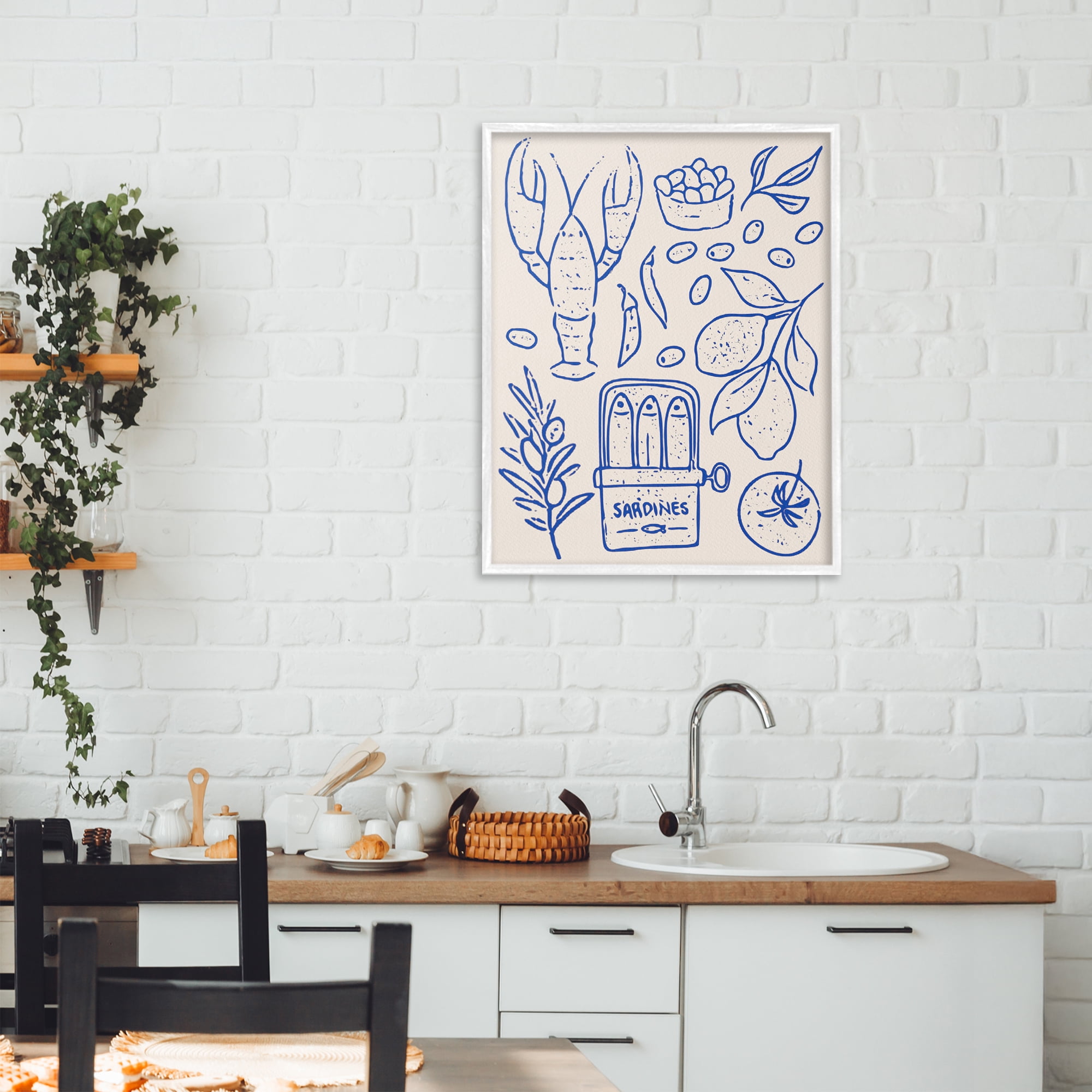Stupell Industries Seafood & Herbs Simplicity White Framed Giclee Art, design by Camila Juncos