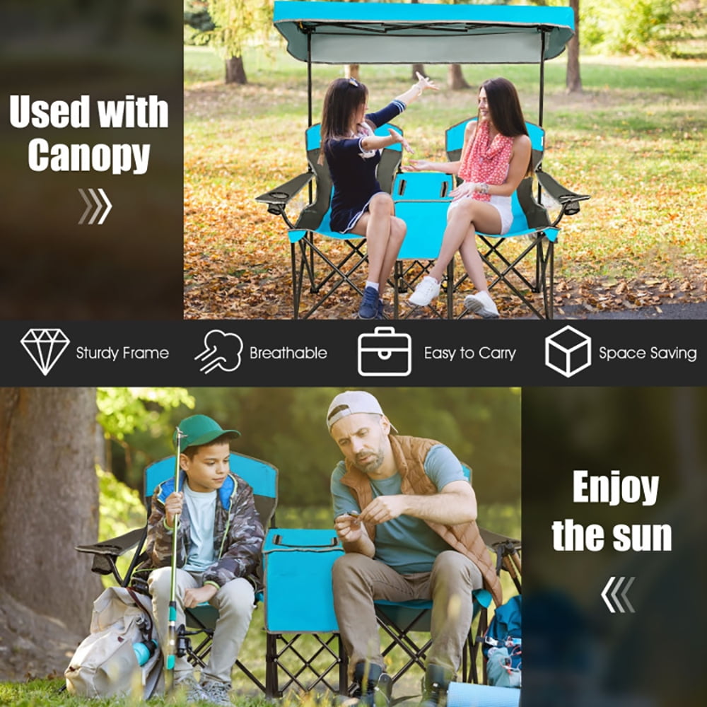 Aimee Lii Portable Folding Camping Canopy Chairs with Cup Holder, Comfy Camping Chairs, Blue Aimee Lii Portable Folding Camping Canopy Chairs with Cup Holder, Comfy Camping Chairs, Blue
