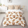 thumbnail image 2 of Homewish Kawaii Highland Cattle 7-Piece Twin Bedding Sets,Rustic Farm Animal Bedding Comforter Set,Orange Flower Floral Sheet Sets For Teens,Luxury Bedroom Decor Reversible, 2 of 8