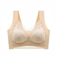thumbnail image 2 of Amidoa Womens Bras No Wire Beige Lace Full Coverage Large Bust Bandeau Bralettes for Women L, 2 of 4