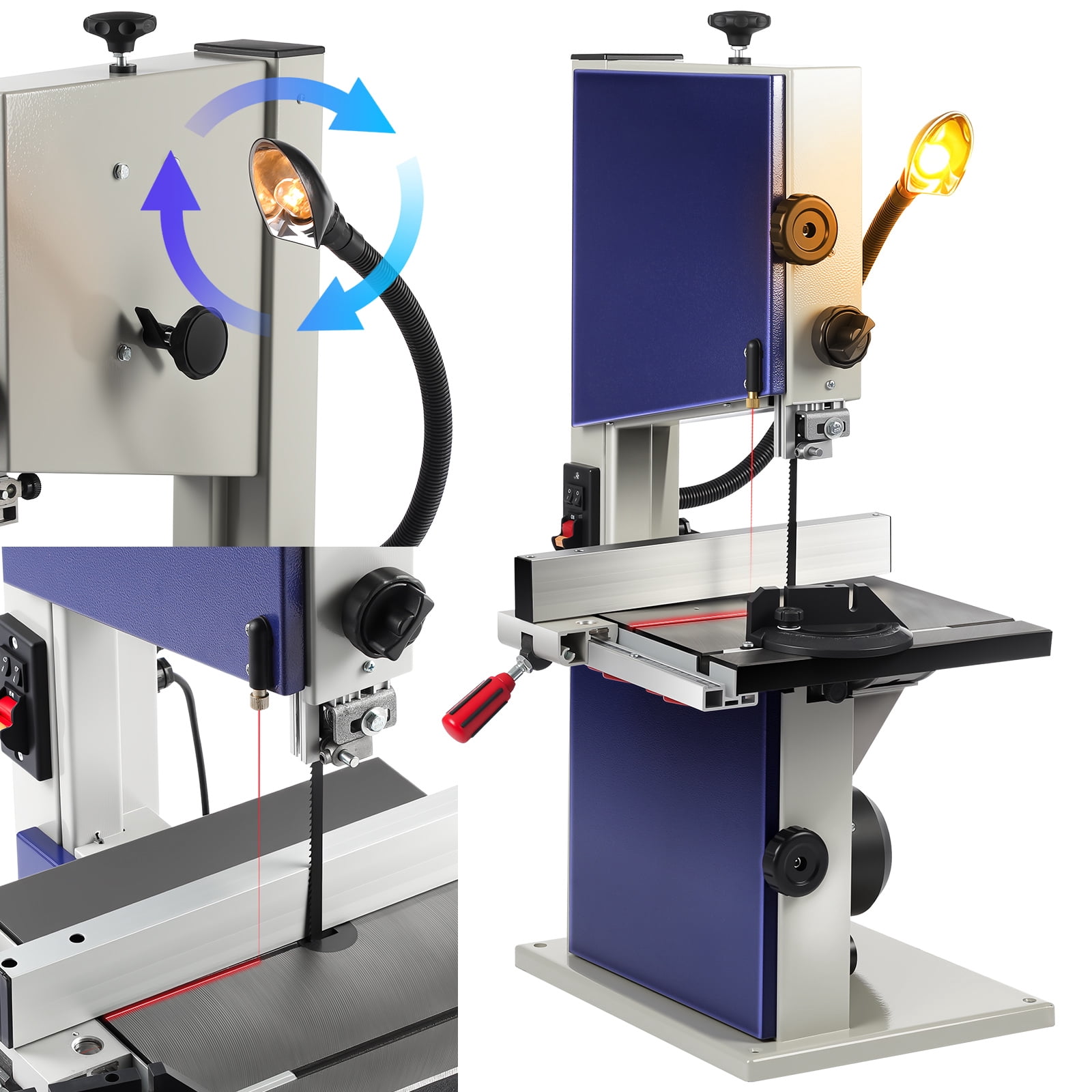 Hemoton Bench Band Saw for Woodworking with Adjustable Tilt and Double Sided Fence