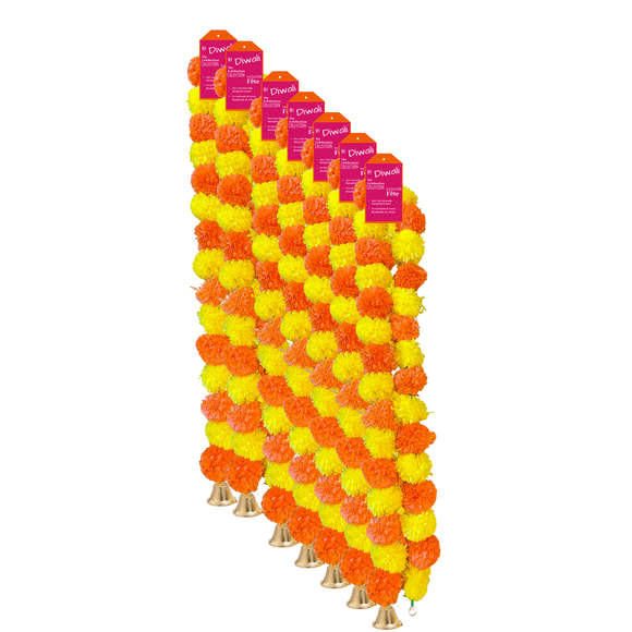 7 Pack - Marigold Garlands with Real Bell! by Also Sophia