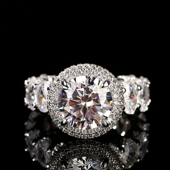 Bow Jewel 14K White Gold Plated 1.97 Ct Lab Created Rings - Round Cut Solitaire for Women's - Stunning Anniversary Gift - Multi-Stone Engagement Rings - Perfect for Making Lasting Memories Together