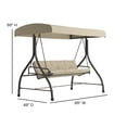 thumbnail image 5 of Flash Furniture Tellis 3-Seat Outdoor Steel Converting Patio Swing Canopy Hammock with Cushions / Outdoor Swing Bed (Tan), 5 of 15