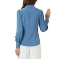 thumbnail image 3 of INSPIRE CHIC Women's Stand Collar Button Down Long Sleeve Shirts M Dusty Blue, 3 of 5