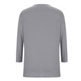 thumbnail image 5 of Htigea V Neck 3/4 Sleeve Shirt for Women Plain Summer Tees Casual Loose Top Lightweight Daily Wear Gray,S, 5 of 5